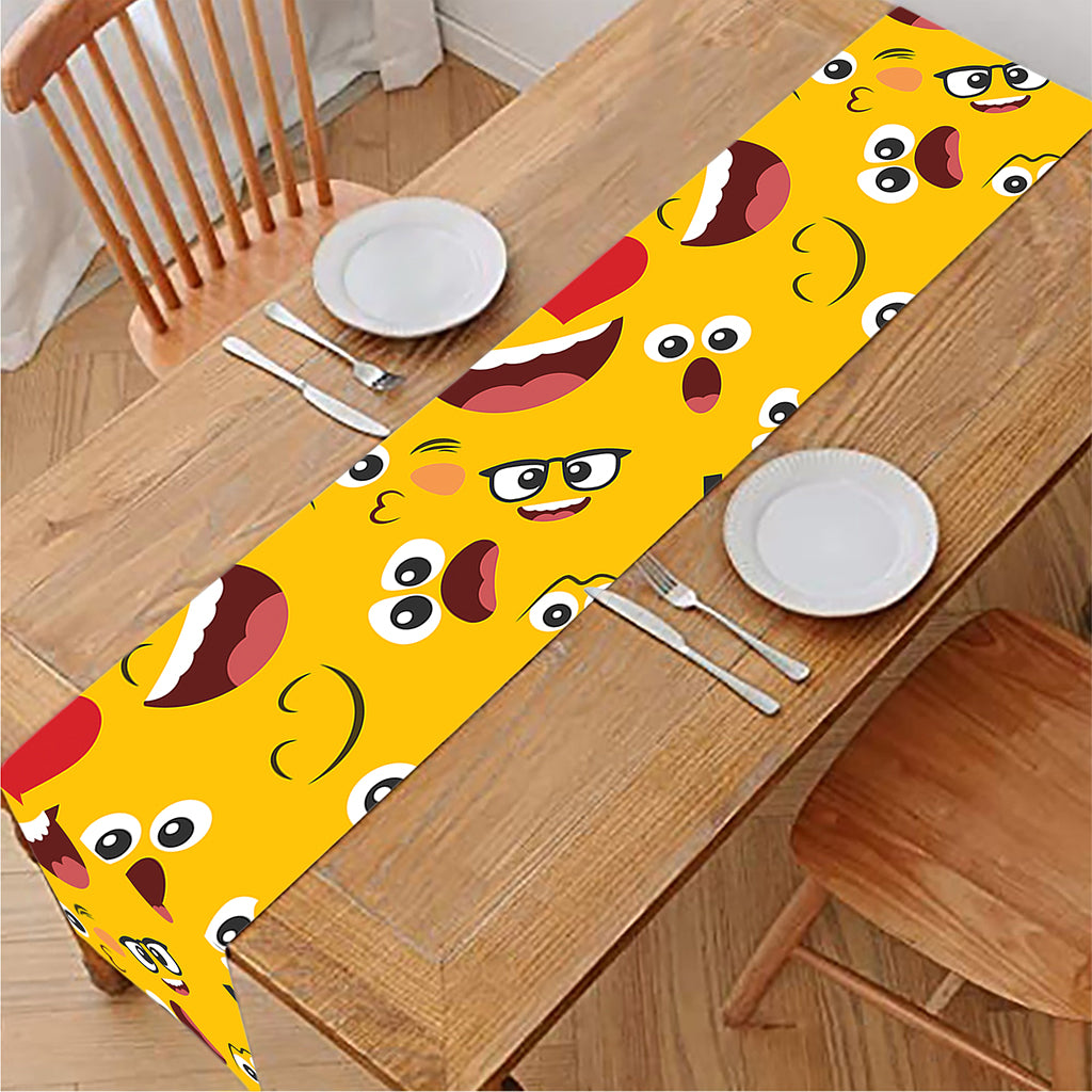Funny Emoji Pattern Print Table Runner
