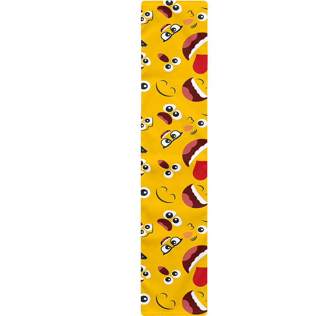 Funny Emoji Pattern Print Table Runner