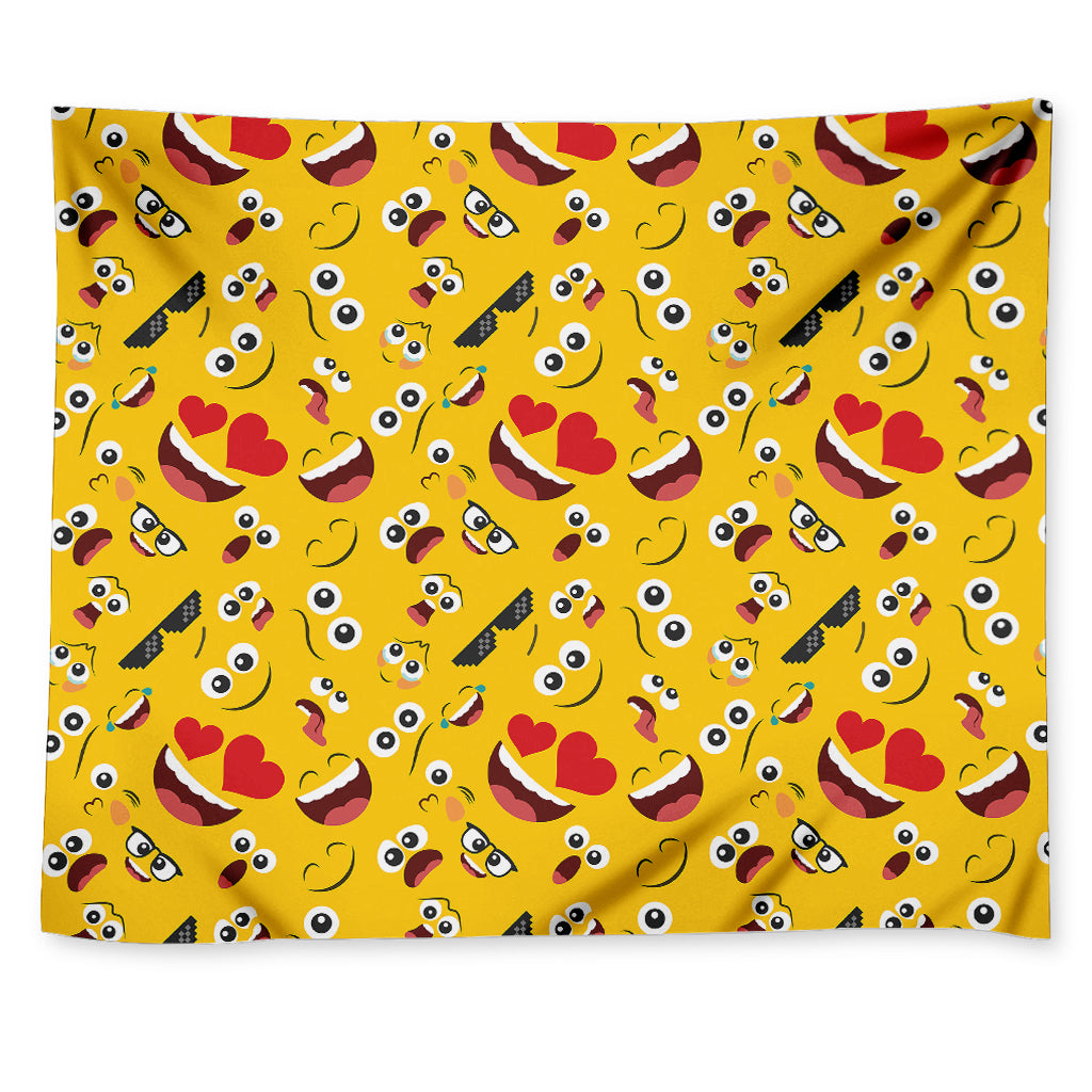 Funny Emoji Pattern Print Tapestry