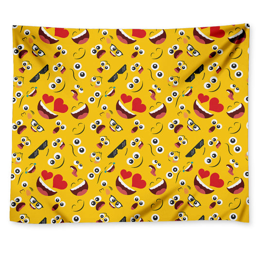 Funny Emoji Pattern Print Tapestry