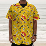 Funny Emoji Pattern Print Textured Short Sleeve Shirt