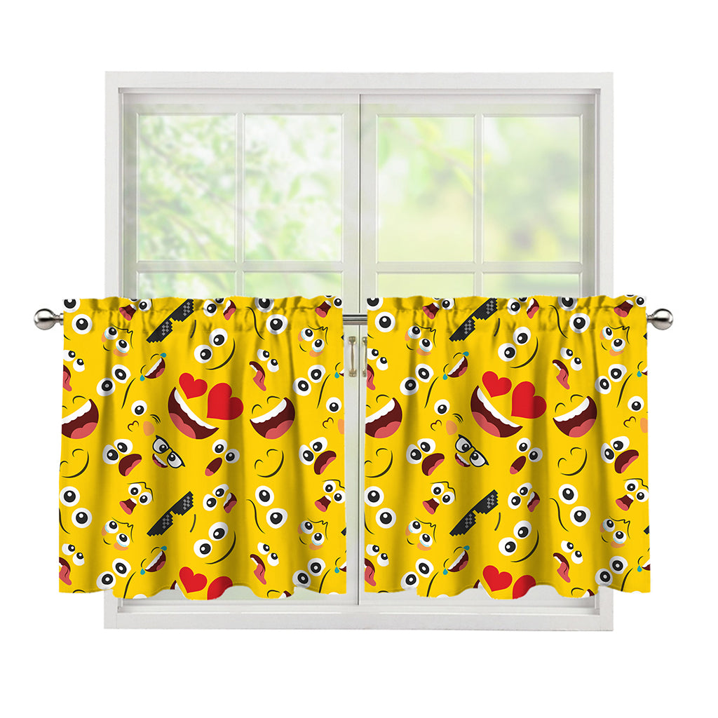 Funny Emoji Pattern Print Tier Curtains