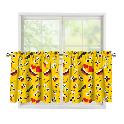 Funny Emoji Pattern Print Tier Curtains