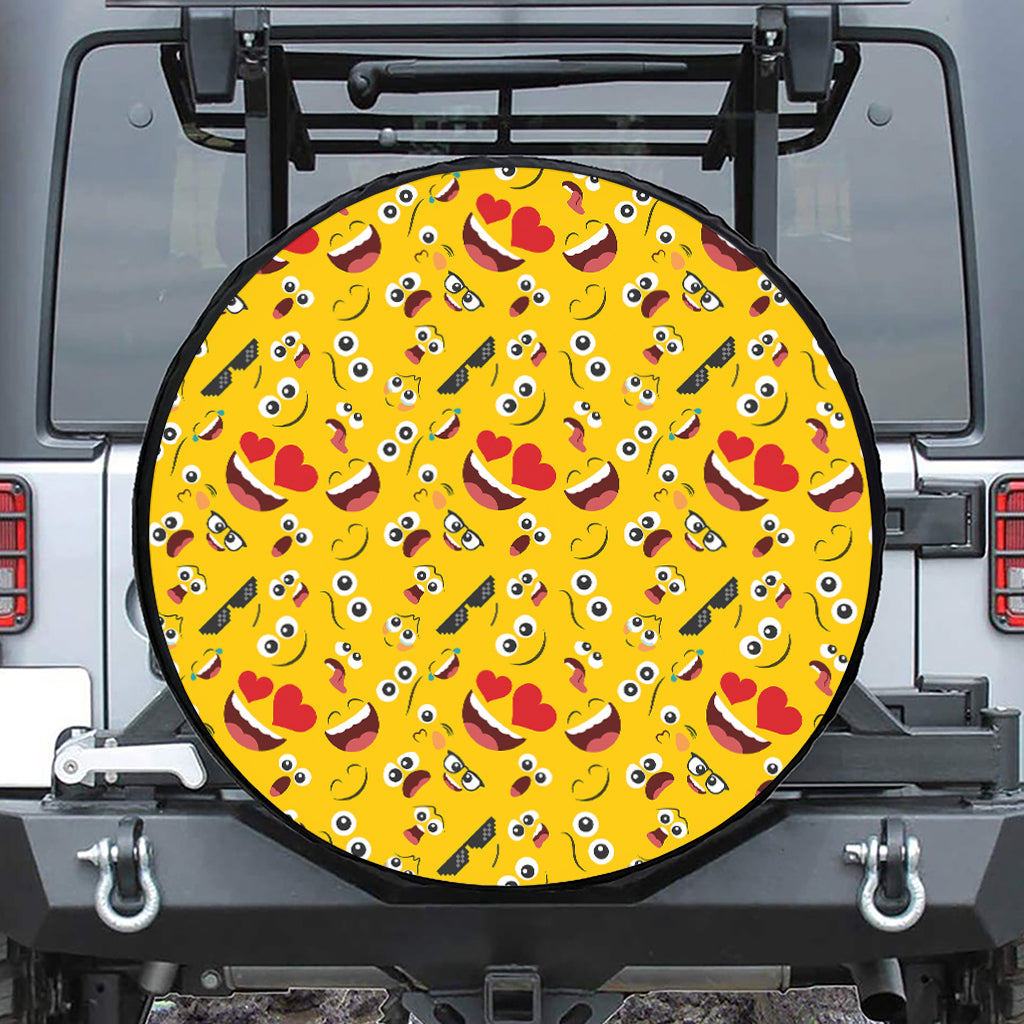 Funny Emoji Pattern Print Tire Cover