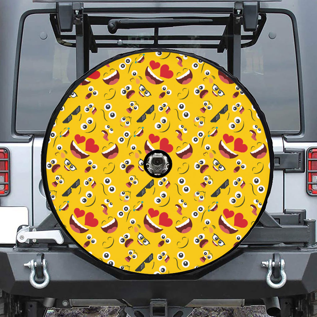 Funny Emoji Pattern Print Tire Cover With Camera Hole
