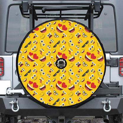 Funny Emoji Pattern Print Tire Cover With Camera Hole