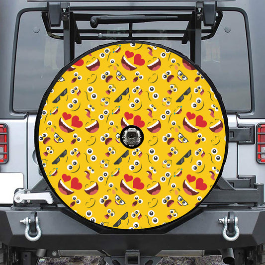 Funny Emoji Pattern Print Tire Cover With Camera Hole