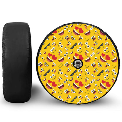 Funny Emoji Pattern Print Tire Cover With Camera Hole
