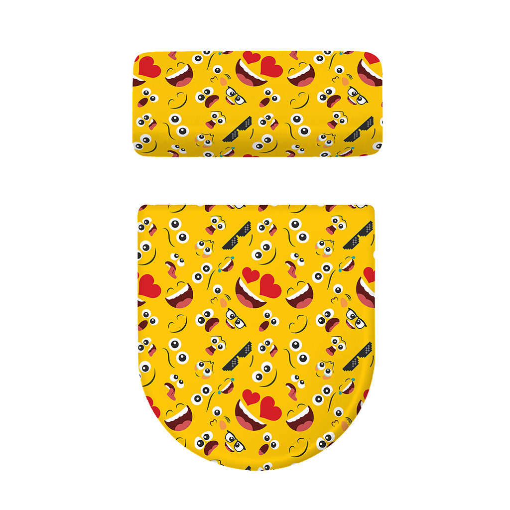Funny Emoji Pattern Print Toilet Lid And Tank Cover Set