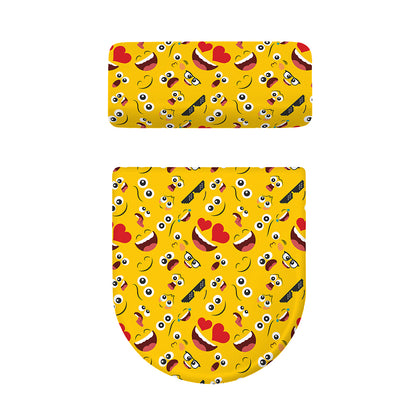 Funny Emoji Pattern Print Toilet Lid And Tank Cover Set