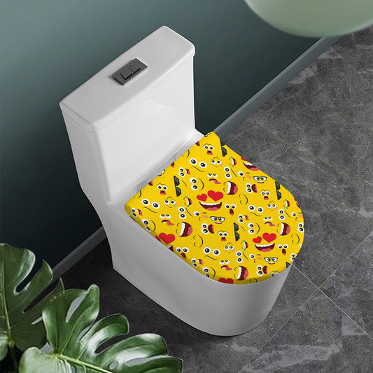Funny Emoji Pattern Print Toilet Lid Cover