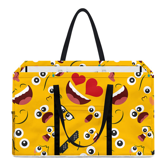 Funny Emoji Pattern Print Utility Tote Bag