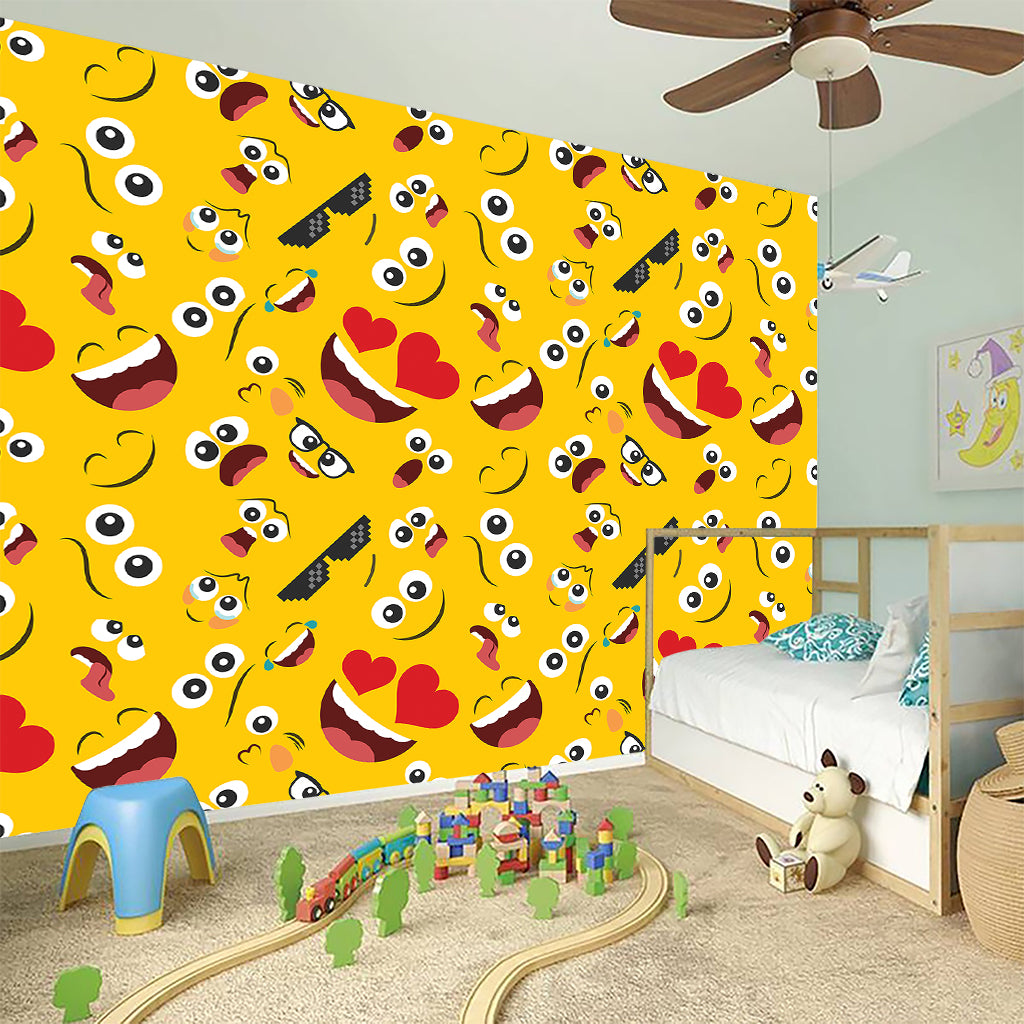 Funny Emoji Pattern Print Wall Sticker