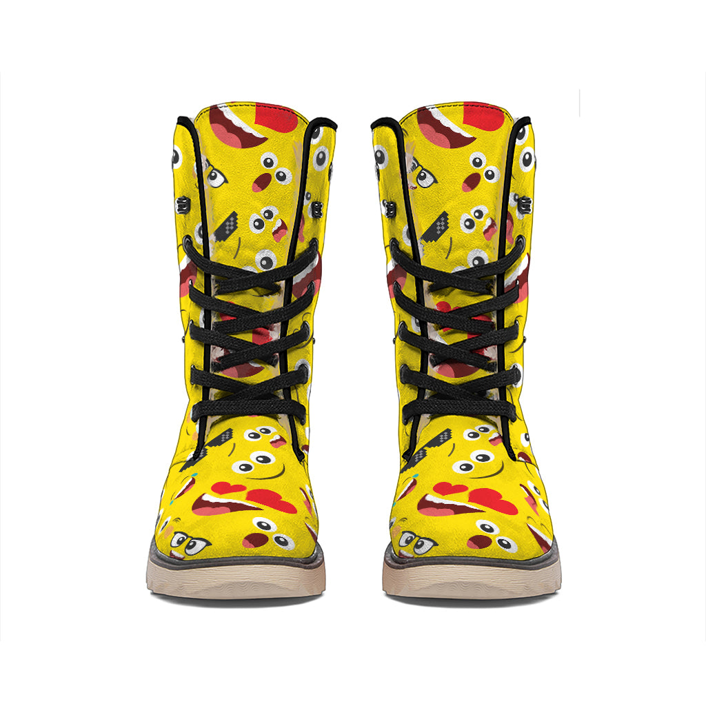 Funny Emoji Pattern Print Winter Boots