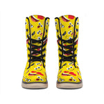 Funny Emoji Pattern Print Winter Boots