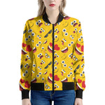 Funny Emoji Pattern Print Women's Bomber Jacket