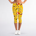 Funny Emoji Pattern Print Women's Capri Leggings