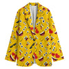 Funny Emoji Pattern Print Women's Cotton Blazer