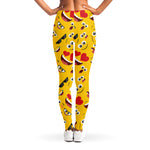 Funny Emoji Pattern Print Women's Leggings