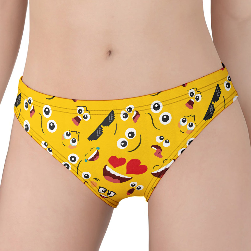 Funny Emoji Pattern Print Women's Panties