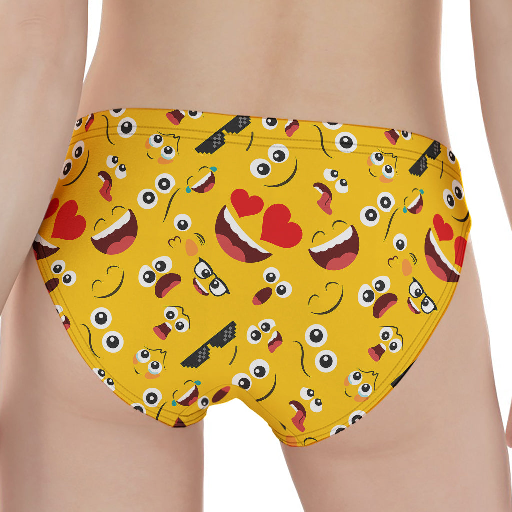 Funny Emoji Pattern Print Women's Panties