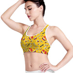 Funny Emoji Pattern Print Women's Sports Bra