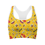 Funny Emoji Pattern Print Women's Sports Bra