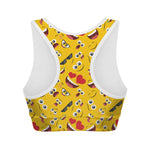 Funny Emoji Pattern Print Women's Sports Bra