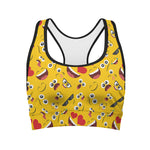 Funny Emoji Pattern Print Women's Sports Bra