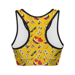 Funny Emoji Pattern Print Women's Sports Bra