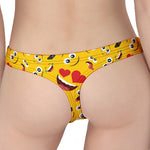 Funny Emoji Pattern Print Women's Thong