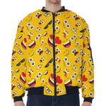 Funny Emoji Pattern Print Zip Sleeve Bomber Jacket