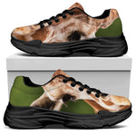 Funny Giraffe Print Black Chunky Shoes