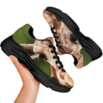 Funny Giraffe Print Black Chunky Shoes