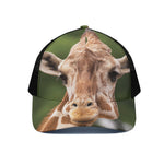 Funny Giraffe Print Black Mesh Trucker Cap