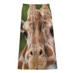 Funny Giraffe Print Cotton Front Slit Maxi Skirt