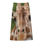 Funny Giraffe Print Cotton Front Slit Maxi Skirt