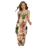 Funny Giraffe Print Cross Back Cami Dress