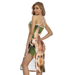 Funny Giraffe Print Cross Back Cami Dress