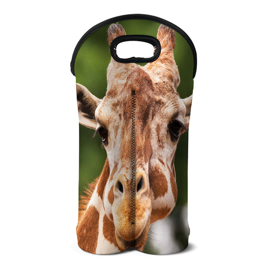 Funny Giraffe Print Double Neoprene Wine Tote