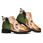 Funny Giraffe Print Flat Ankle Boots