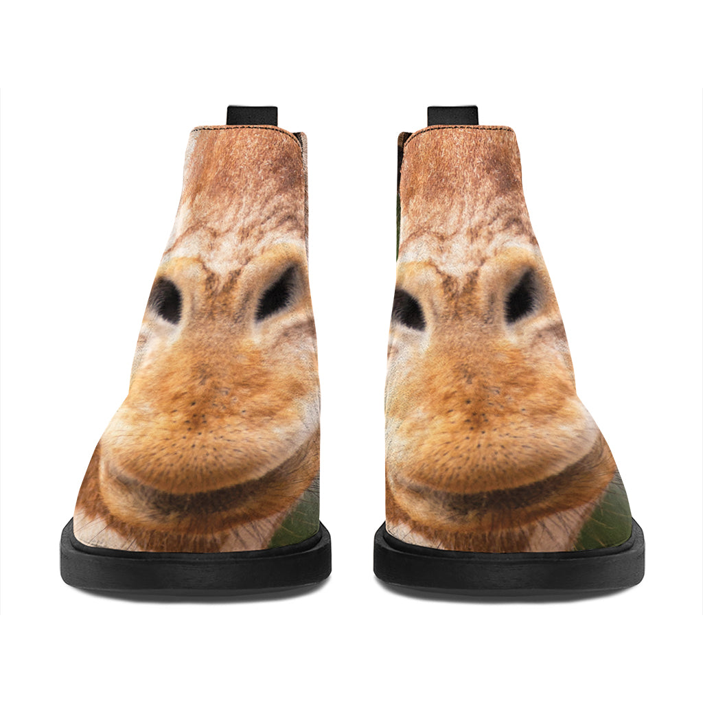 Funny Giraffe Print Flat Ankle Boots