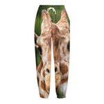 Funny Giraffe Print Fleece Lined Knit Pants