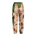 Funny Giraffe Print Fleece Lined Knit Pants