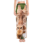 Funny Giraffe Print High Slit Maxi Skirt