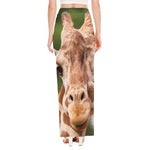 Funny Giraffe Print High Slit Maxi Skirt