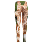 Funny Giraffe Print High-Waisted Pocket Leggings