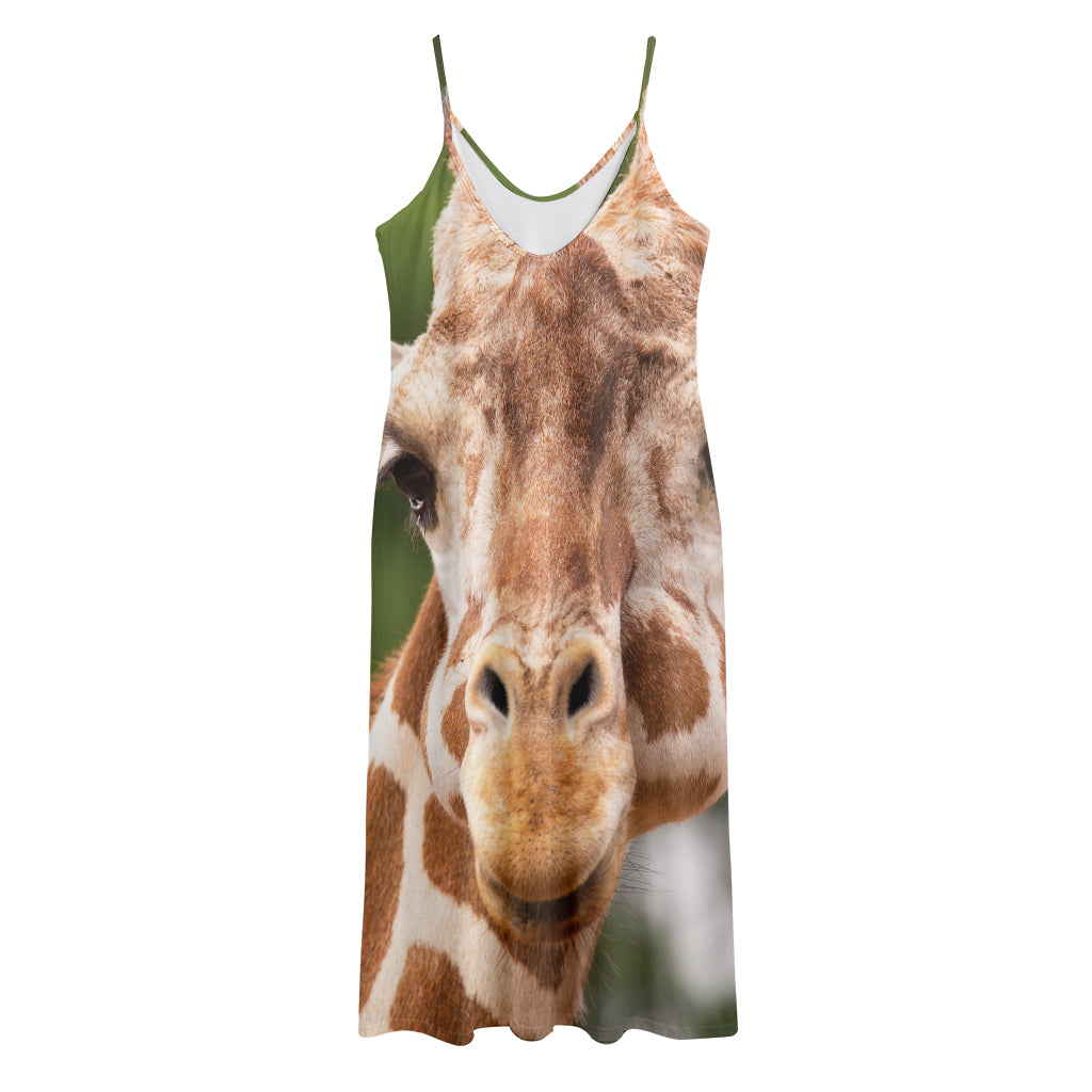 Funny Giraffe Print Jersey Midi Cami Dress