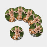 Funny Giraffe Print Leather Coaster Set