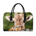 Funny Giraffe Print Leather Duffel Bag